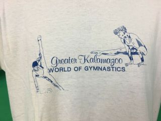 Vintage Tee Greater Kalamazoo World Of Gymnastics Graphic Novelty Sports Shirt