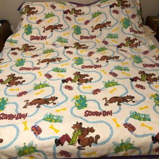 Vintage Scooby Doo 100 Polyester Blanket Roadmap 1999 74” X 90” Made In Usa