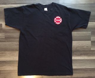 Vintage Chicago Fire Department T Shirt Sewn Patch Mens Large Usa - Made 60’s??