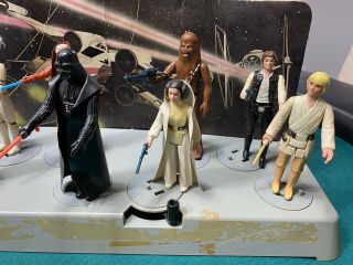 Vintage Star Wars Mail Away Display Stand With Figures And Weapons 1977