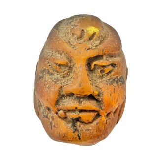 Antique Or Vintage Chinese Bead Carved In The Image Of A Mans Face - Old Dzi?