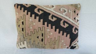Antique Turkish Kilim Pillow Hand Woven Wool 16 " X 11 "