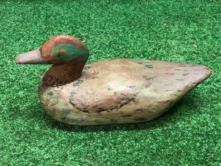 Vintage Solid Wood Teal Duck Hunting Decoy Collectible Unbranded Repaired Neck?