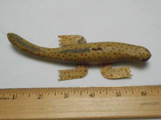 Vintage Spotted Salamander Wooden Ice Fishing Spearing Decoy Lure
