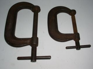 Vintage Antique J.  H.  Williams 2 Deep Throat C Clamps Drop - Forged No.  403,  404 Usa