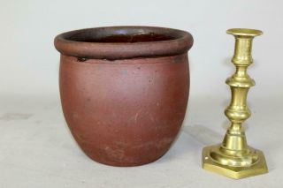 Rare 19th C Pa Miniature Redware Ovoid Crock Early Form Rare Cranberry Red Paint