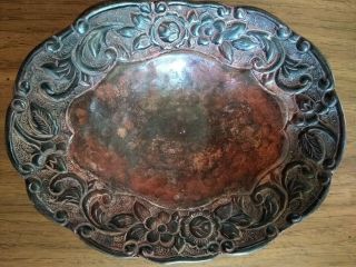 Antique Hand Hammered Copper Pedestal Bowl.