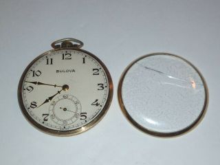1949 Bulova 17ah 15j 10k Rolled Gold Pocket Watch Swiss Movement York Case