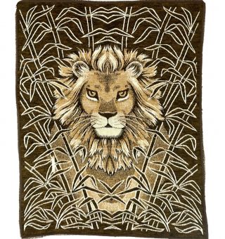 Vintage Biederlack Lion Throw Blanket Reversible Brown White 58 X 73 Made In Usa