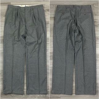 Vtg Polo Ralph Lauren Houndstooth Pleated Pants Men’s Sz 34 X 30.  5 Made In Italy
