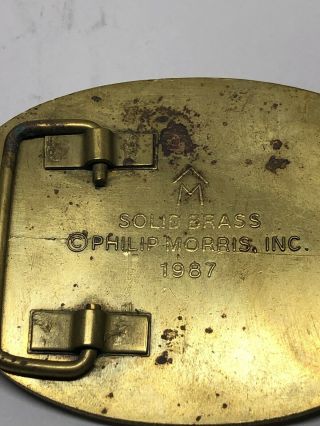Vintage 1987 Marlboro Belt Buckle Solid Brass Phillip Morris Inc. 3
