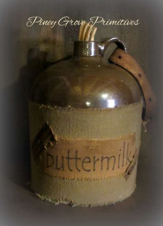 Primitive Antique Pantry Brown Stoneware Jug Buttermilk Prop