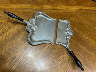 Vintage Antique Crumb Sweeper Set Dust Pan Table Butler Fleur De Lis