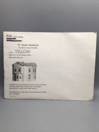 Vintage Pioneer Valley Models O Scale Cardstock Two Story House Kit 084 Nos