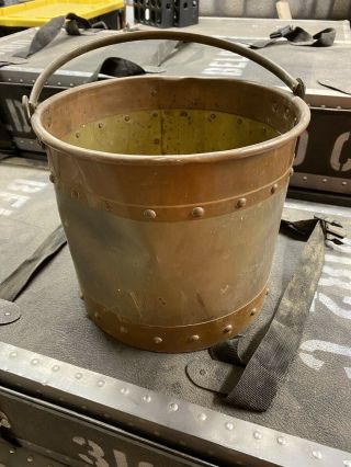 Pail Cooper Bucket Old Industrial Solid Copper Brass