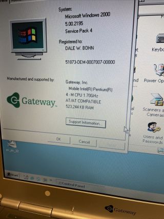 Gateway 600YG2 Intel Pentium M 1.  7GHz,  512MB RAM,  Windows 2000 3
