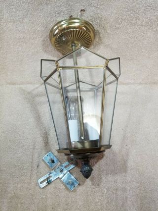Vintage Semi Flush Mount Ceiling Light Fixture Glass Antique Brass,  Fancy
