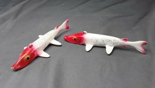 2 Vintage Small Northern Pike Fishing Spearing Lure Fish Decoy 