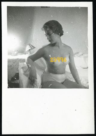 Nude Girl Dreaming On Bed,  Strange Light,  Vintage Fine Art Photograph 1940 