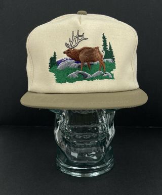 Vtg Holland Embroidered Elk Snapback Trucker Hat Cap K Products Made In Usa