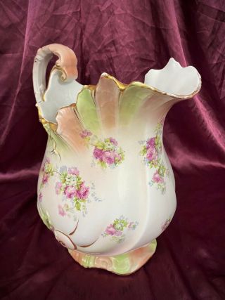 Antique Hand Painted Pitcher Vase Pink Roses Empire Stoke On Trent England