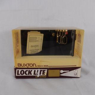 Vintage Red Buxton Lock Lite Key Tainer Hard Case Holder With Built In Light