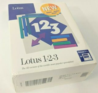 Lotus 123 For Dos Release 3.  1,  1991 Ibm Compatible 3.  5 Disk Spreadsheet Vtg Nos