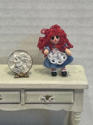 Vintage Artisan Joycelyn Tiny Raggedy Ann Toy Doll Dollhouse Miniature 1:12