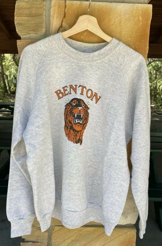 Vintage 80s Benton University Tigers Crewneck Sweatshirt Size Xl