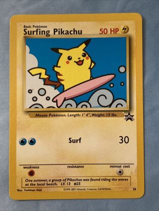 Surfing Pikachu 28 Black Star Promo Pokemon Tcg Wotc,  Near
