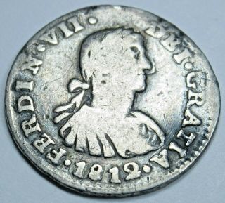 1812 Mexico Silver 1/2 Reales Old Antique 1800 