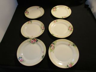 Antique Hand Painted Nippon Floral Decorated Side Or Tea Plates 6.  1/2 "