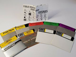 Vtg Print Shop Broderbund Apple Ii Companion Graphics Library 5.  25 " Floppy Discs