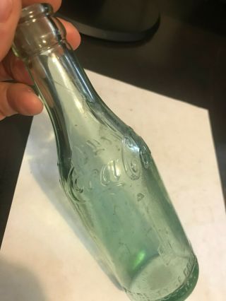 Antique Early Straight Sided Arrow Erie Pa Coca Cola Aqua Glass Soda Bottle