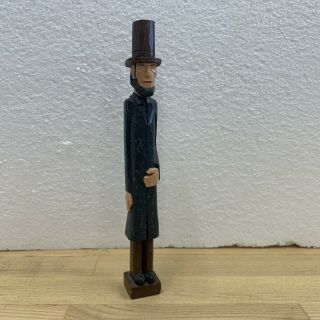 Vintage Abe Abraham Lincoln Hand Carved Statue Figure Wood Sculpture Folk Art