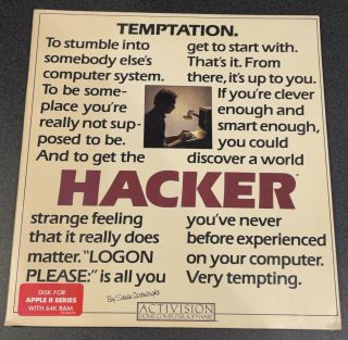 Hacker By Steve Cartwright Activision Apple Ii Plus Iie 2 Vintage Computer Game