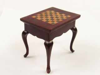 Miniature Queen Anne Style Chess Board Game Table For Dollhouse E578