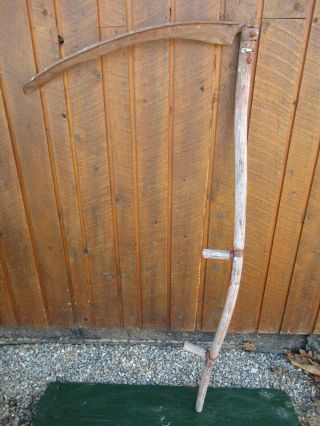 Vintage 60 " Long Scythe Hay Grain Sickle Farm Tool Blade 29 " Long Decoration