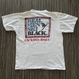 Vintage Single Stitch Jackson Hole Ski Graphic T - Shirt Mens Xl White 1991