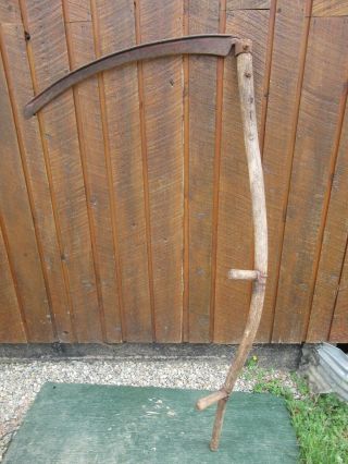 Vintage 58 " Long Scythe Hay Grain Sickle Farm Tool Blade 29 " Long Decoration