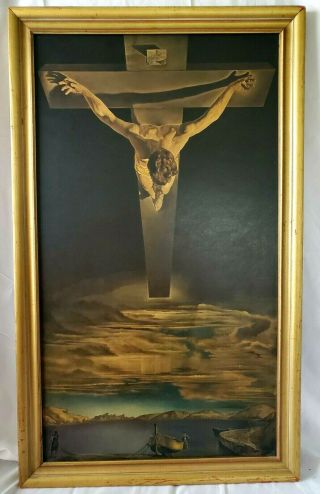 Salvador Dali " Christ Of Saint John The Cross " Lithograph Print On Board