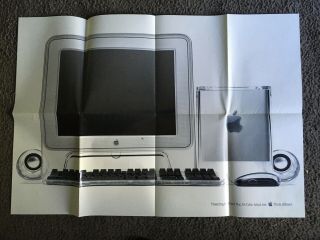 Vtg 2000 Apple Power Mac G4 Cube Poster Actual Size Cinema Monitor