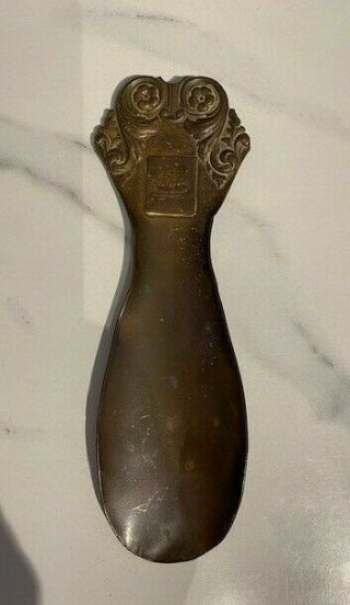 Antique Copper Shoe Horn With Ship Catouche Suggests Made From Hms Foudroyant