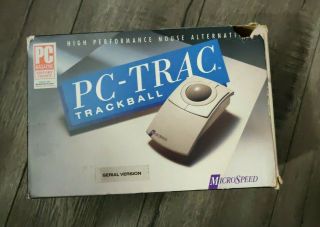 Vintage Microspeed Pc - Trac Trackball Mouse - Ps/2 Version - Complete