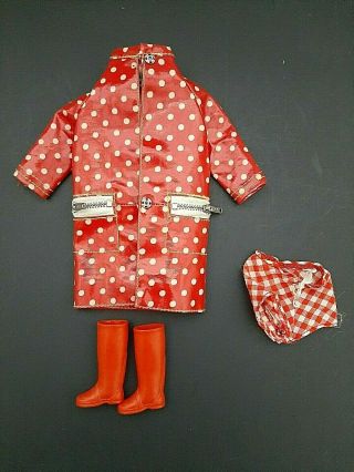 Vintage Barbie " Francie " Polka Dot Rain Coat 1965 With Boots