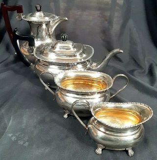 Fabulous Vintage Sheffield Silver Plated Queen Anne Style 4 Piece Tea Set