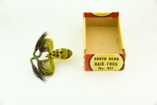Vintage South Bend Hair Frog Minnow Antique Fly Fishing Lure W Box Bottom Lc44