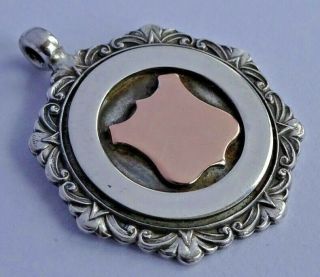 Fabulous Antique Solid Sterling Silver And Rose Gold Pocket Watch Albert Fob