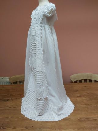 TWO ANTIQUE CHRISTENING GOWNS BABY DRESS COTTON EMBROIDERY DOLL BEAR VICTORIAN V 3
