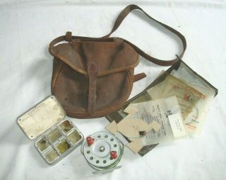 Vintage Canvas Fishing Tackle Bag And Contents C1950 